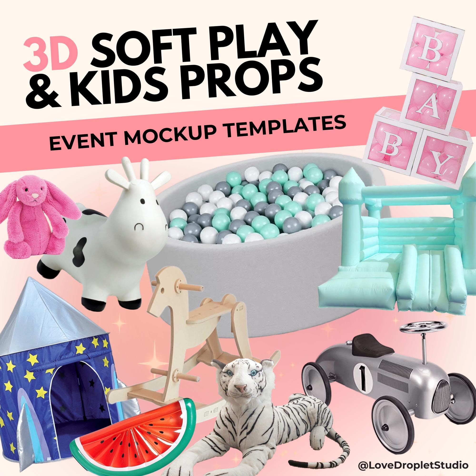 KIDS PARTY PROPS bundle, Event styling, Party backdrop, baby shower, party decor, event mockup, animal prop, event backdrop,float inflatable
