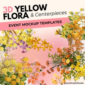 YELLOW FLORA Wedding & Event mockup, Party backdrops, Event planning, digital mockup template, Event Styling, Wedding Flowers, Event decor