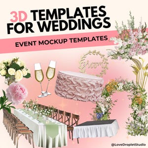 WEDDING VENUE Decor Essential bundle, wedding flowers, wedding decor, tablescape, event mockup, backdrop mockup, pedestal, seating plan,