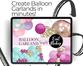 BALLOON GARLAND, Event styling, Party backdrop, Event planning, Event decor, balloon template, party mockup, small business, Balloon mockup