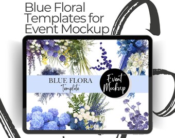 BLUE FLORA - Event styling, Party backdrop, Event planning, png template, Wedding Flowers, Event decor, wedding planning, Wedding mockup