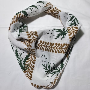 Organic Cotton Block Print Bandana: Boho Neckerchief, Handkerchief