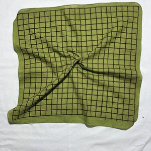 Moss Green Block Print Cotton Bandana: Boho Neckerchief, Handkerchief