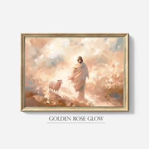 Jesús deja los 99, parábola de la oveja perdida, arte de la pared de la Biblia SUD, decoración de la pared de Jesús, regalo cristiano, impresión de arte de Jesús descargable