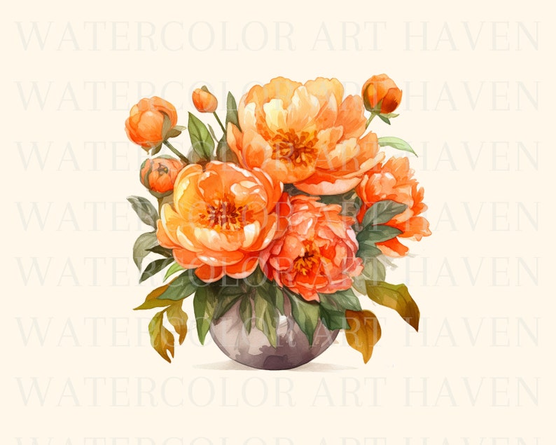 Watercolor Peonies Clipart, Spring Wedding Flowers Clipart Bundle, Wild ...