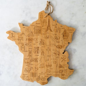 Cutting board France with sights Kitchen and Cooking gift housewarming house building Gift for men and women image 1