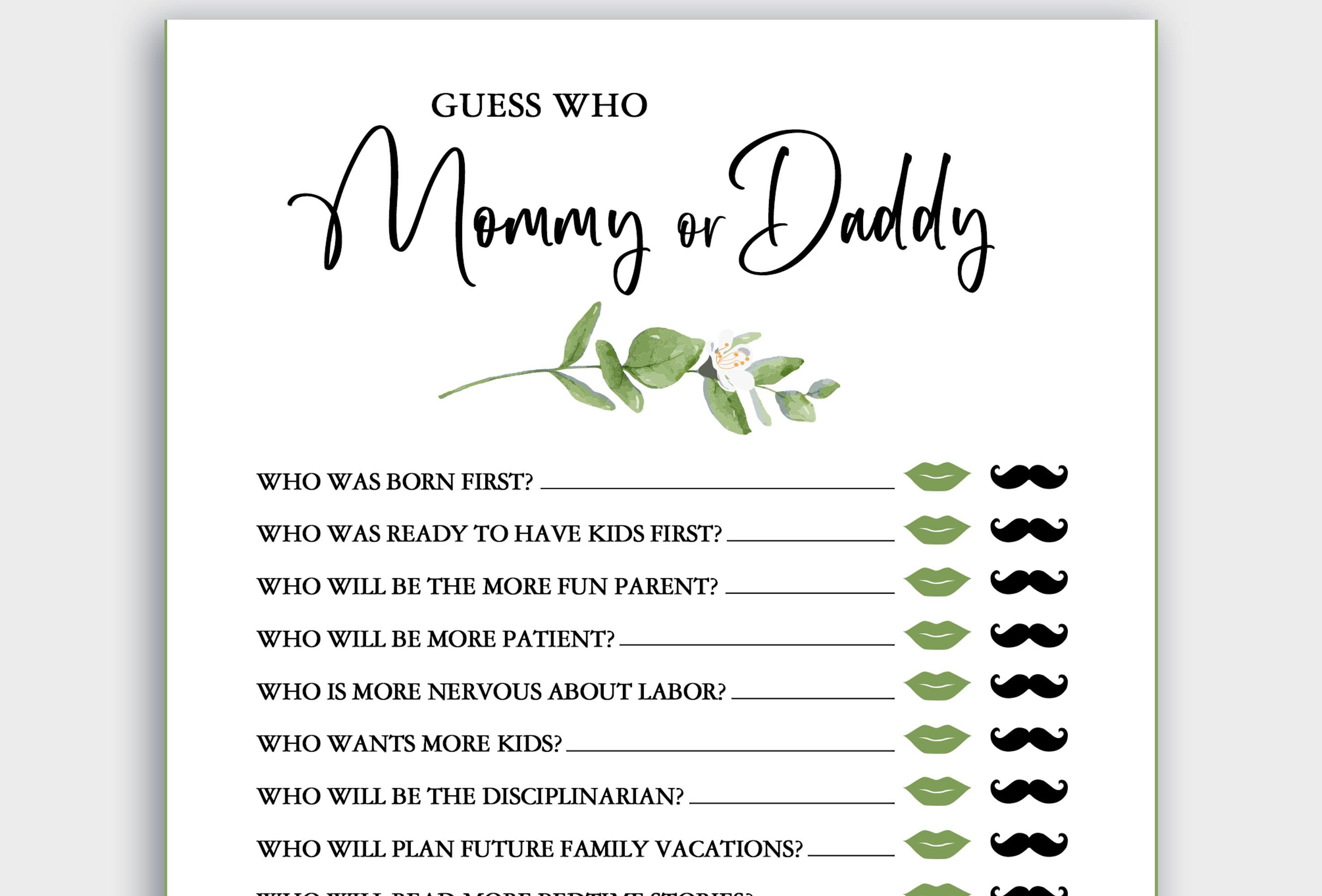 Printable Mommy And Daddy