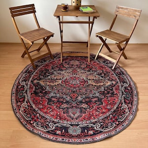 Vintage Style Round Rug: Colorful Boho Decor