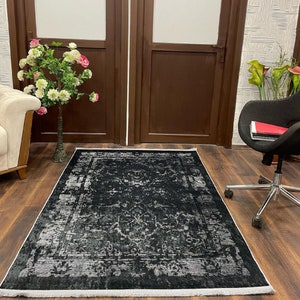 black rug vintage, Black Rug 10x14, Black Rug Runner, Black Rug 8x10, Black Rug 6x9, Rug 9x12, 6x9 Rug, area rug 4x6, minimalist rug
