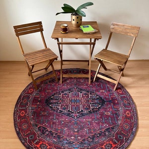 Persian Style Round Rug: Boho Turkish Medallion Rug