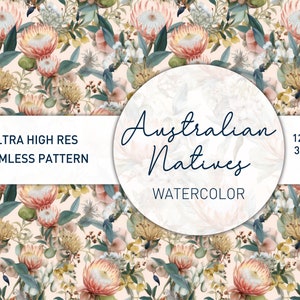 Watercolor Australian Native Floral Seamless Pattern (Digital Download)