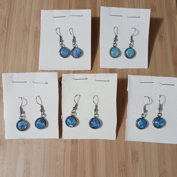 Blue Fluid Art Earrings