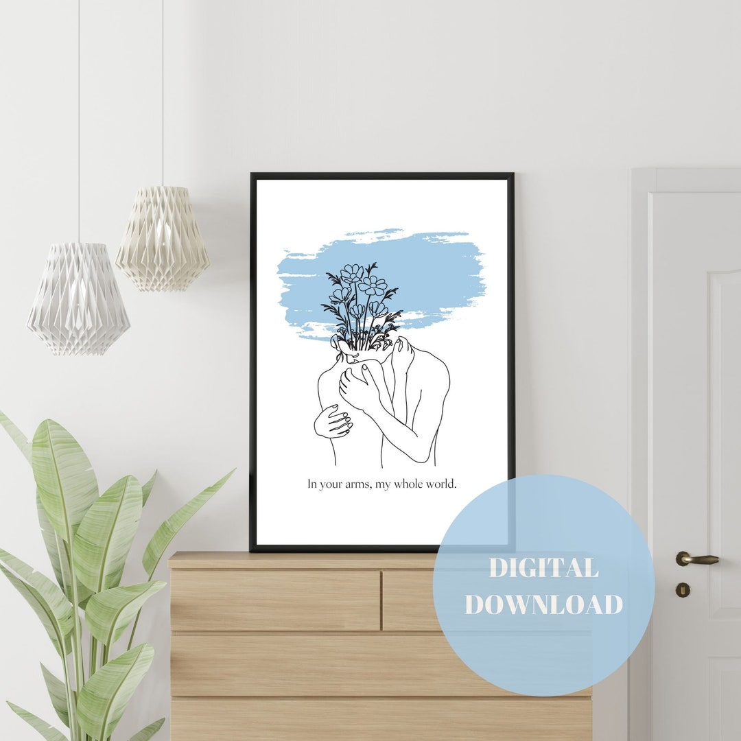 Abstract Couple Line Drawing Printable Wall Art Love Wall - Etsy