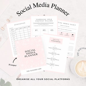 Social Media Planner pdf, Instagram Planner, tiktok planner, Content Creation, Social Media Manager, Instant Download, 35 pages, Pink