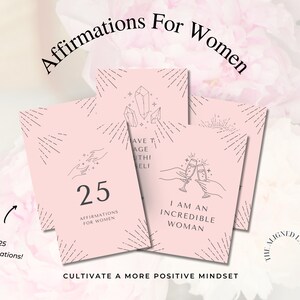 Cartões de afirmação para mulheres para impressão, cartões de incentivo, presente para impressão de citações positivas, quadros de visão para impressão, download instantâneo, rosa