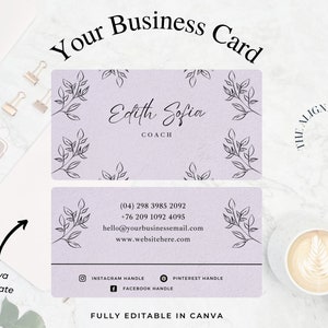 Business Card Canva Template, Business Card Design, Diy Business Card, Business Card Template, Instant download, Business Printable, Purple