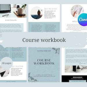 Cursuswerkmap Canva-sjabloon, Cursusmaker, Coachingwerkmap, Ecourse-werkmapsjabloon, INSTANT DOWNLOAD, 38 pagina&#39;s, Blauw en Wit