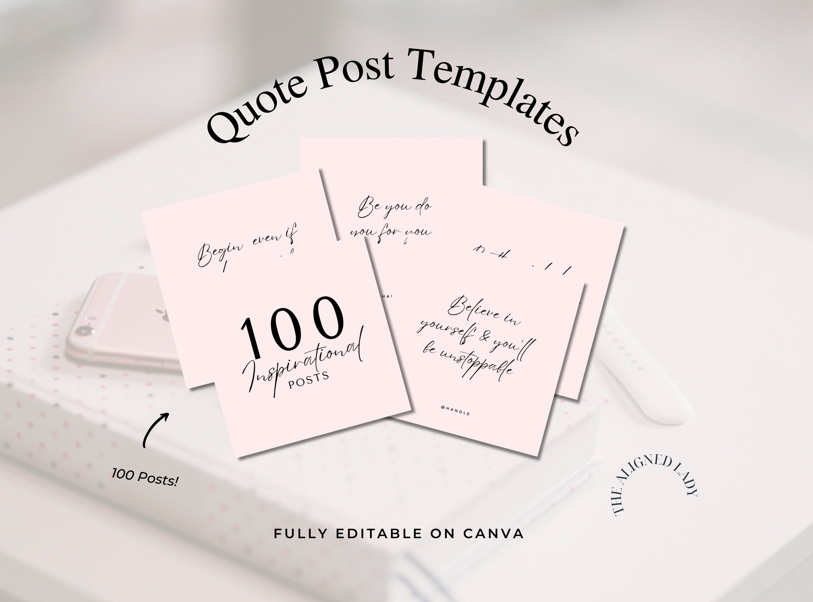 Social Media Post Templates Instant Download, 100 Inspirational Quote ...