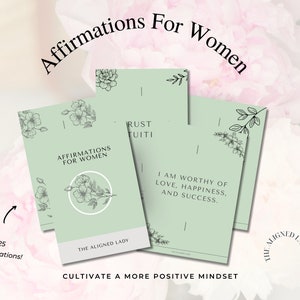 Cartões de afirmação para mulheres para impressão, cartões de incentivo, citações positivas para presente para impressão, quadro de visão para impressão, download instantâneo, verde