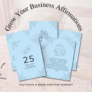 Affirmations for business success, Printable Affirmation Cards, Business Growth Affirmation Cards, Daily Affirmation, digital product, Blue