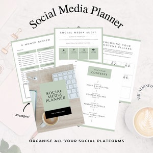 Social Media Planner pdf, Instagram Planner, tiktok planner, Content Creation, Social Media Manager, Instant Download, 35 pages, Green