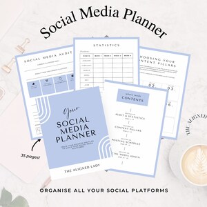 Social Media Planner pdf, Instagram Planner, tiktok planner, Content Creation, Social Media Manager, Instant Download, 35 pages, Blue