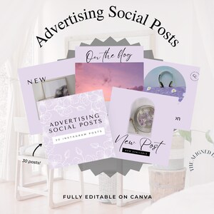 Social Media Post Templates Instant Download, Canva Template, 30 Advertising Posts, Instagram Promotion Templates, Facebook post, Purple