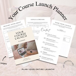 Course Launch Planner, Printable Course Planner, 50 page, Course Creator, Instant Download, Business Planner, Course Launch Worksheet, Cream