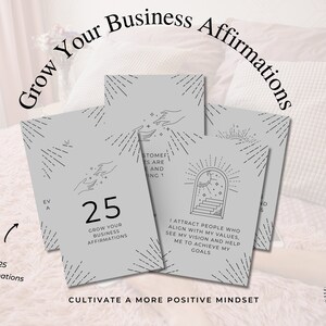 Affirmations for business success, Printable Affirmation Cards, Business Growth Affirmation Cards, Daily Affirmation, digital product, Grey