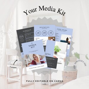 Influencer Media Kit Canva, Social Media Kit template, Instagram Influencer, Media Press Kit, 11 Pages, INSTANT DOWNLOAD,  Blogger, Blue