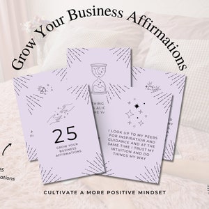 Affirmations for business success, Printable Affirmation Cards, Business Growth Affirmation Cards, Daily Affirmation, digital product,Purple