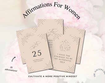 Affirmation Cards for Women Printable, Encouragement Cards, Positive Quotes Printable Gift, Vision Board Printables, Instant Download, Beige