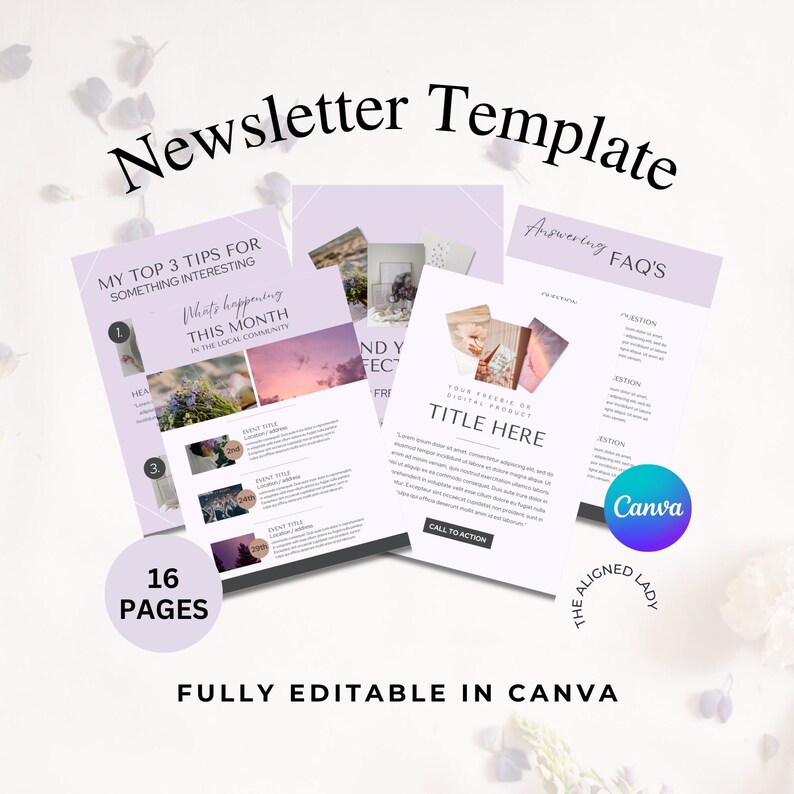 Faq Samplate Newsletter Small Business Newsletter Template, Canva, Fully Editable, Instant ...