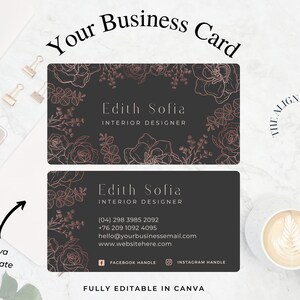 Business Card Canva Template, Business Card Design, Diy Business Card, Business Card Template, Instant download, Business Printable, Brown