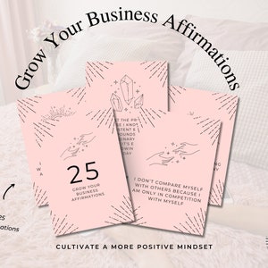 Affirmations for business success, Printable Affirmation Cards, Business Growth Affirmation Cards, Daily Affirmation, digital product, Pink
