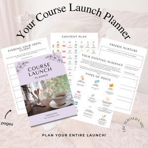 Course Launch Planner, Printable Course Planner, 50 page, Course Creator, Instant Download, Business Planner, Launch Worksheet, Purple