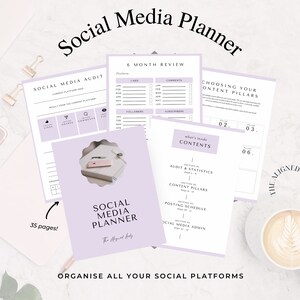Social Media Planner pdf, Instagram Planner, tiktok planner, Content Creation, Social Media Manager, Instant Download, 35 pages, Purple