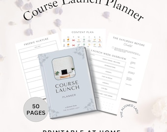 Course Launch Planner, Printable Course Planner, 50 page, Course Creator, Instant Download, Business Course Launch Worksheet, Grey, CLP2