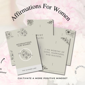 Cartões de afirmação para mulheres para impressão, cartões de incentivo, citações positivas para presente para impressão, quadro de visão para impressão, download instantâneo, floral