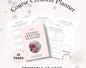 Course Creation Planner, Printable Course Planner, Course Creation Template, Instant Download, Business Course Plan Worksheet, Pink, CCP2