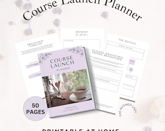 Course Launch Planner, Printable Course Planner, 50 page, Course Creator, Instant Download, Business Launch Worksheet, Purple, CLP4
