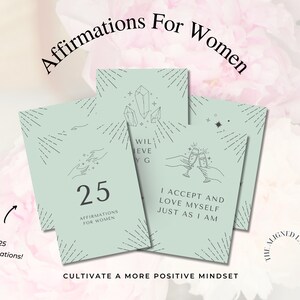 Cartões de afirmação para mulheres para impressão, cartões de incentivo, citações positivas, presente para impressão, quadro de visão para impressão, download instantâneo, verde