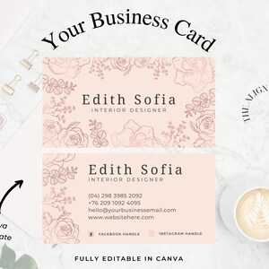 Business Card Canva Template, Business Card Design, Diy Business Card, Business Card Template, Instant download, Business Printable, Cream