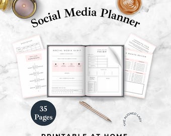 Social Media Planner pdf, Instagram Planner, Tiktok planner, Content Creation, Social Media Manager, Instant Download, 35 pagina's, Roze, SP3