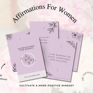 Cartões de afirmação para mulheres para impressão, cartões de incentivo, presente para impressão de citações positivas, quadro de visão para impressão, download instantâneo, roxo