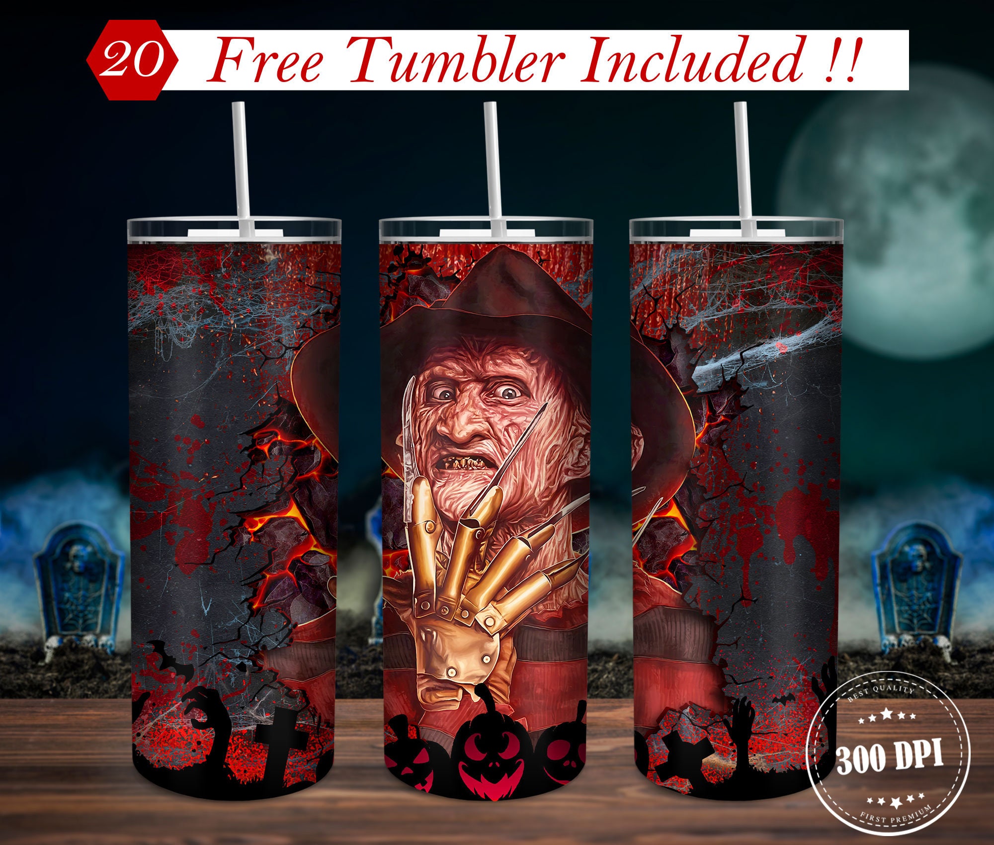 HORROR FREDDY NEWSPAPER Split Tumbler/ Horror/halloween/ 