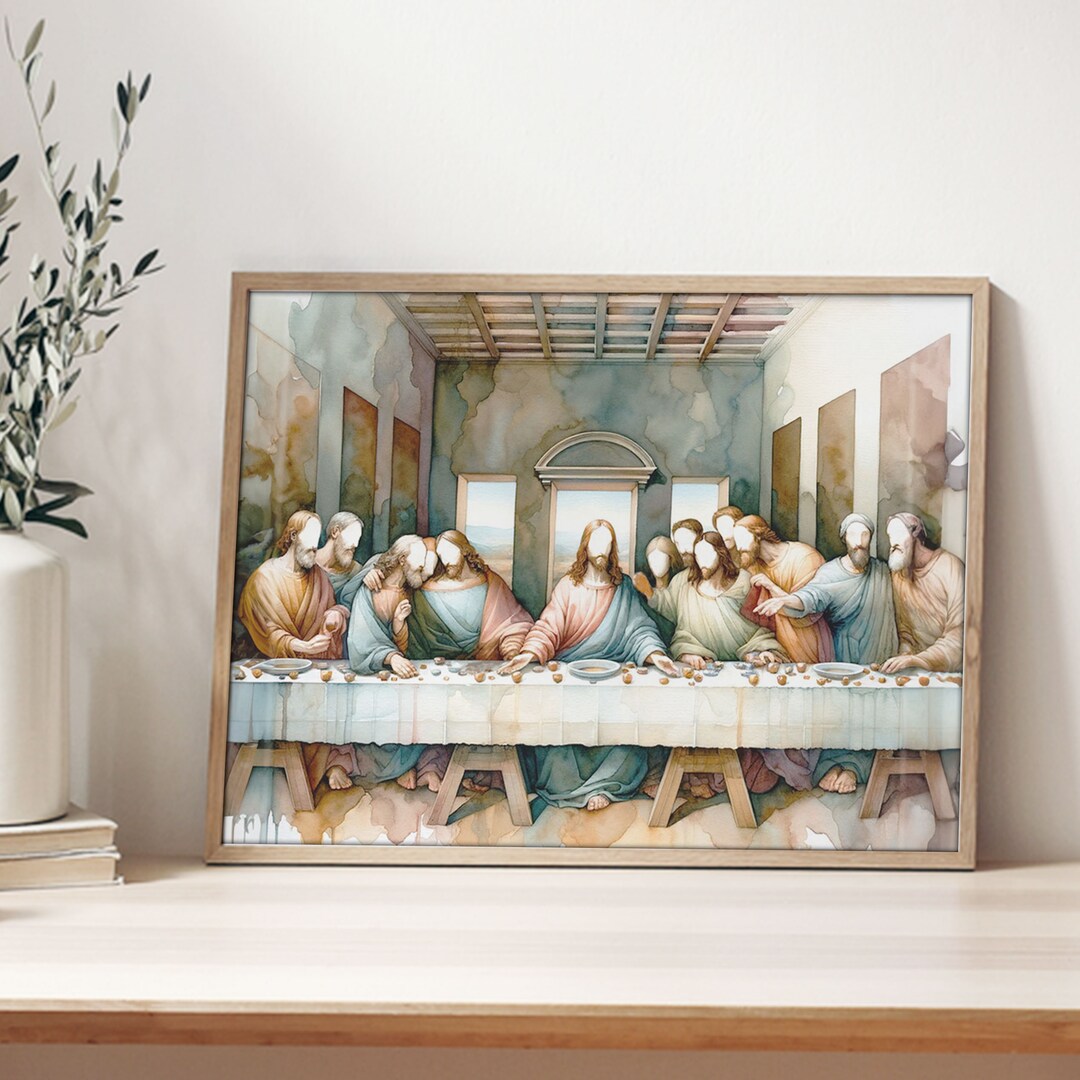 The Last Supper Watercolor Art Print Digital Download Inspiring Jesus ...
