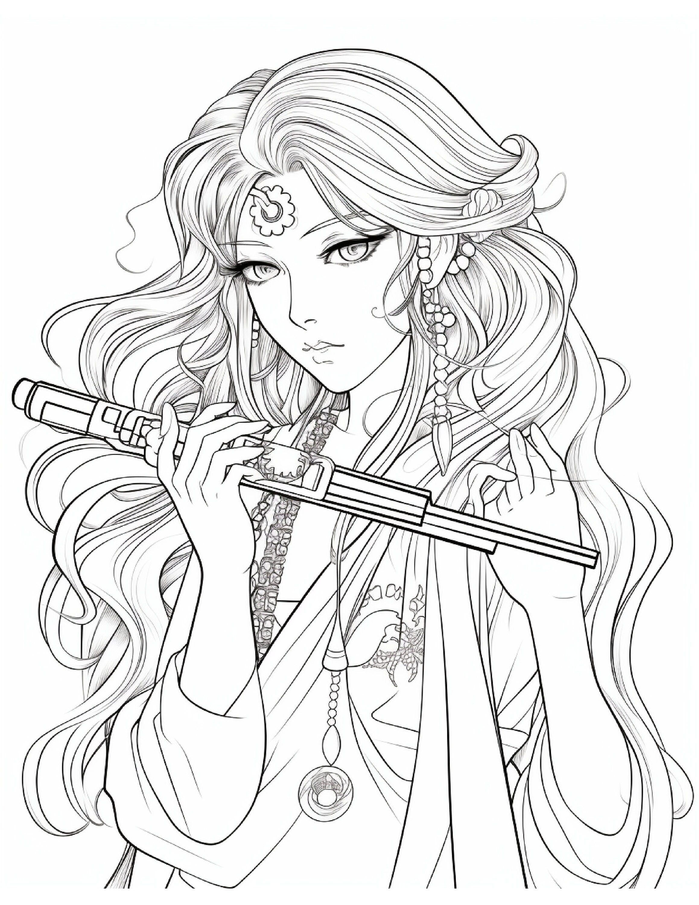 Anime Coloring Book for Adults, Features 60 Coloring Pages, Printable