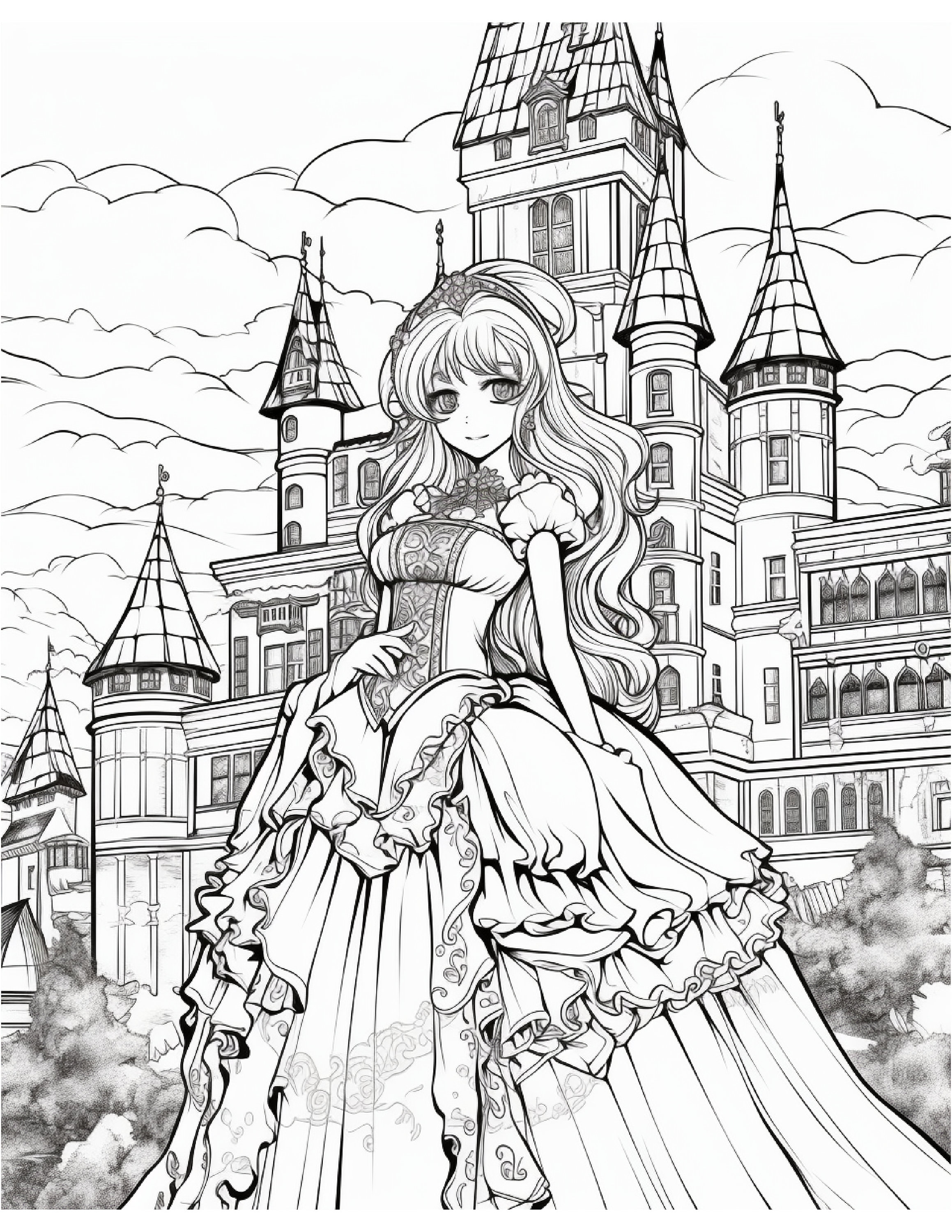 Anime Coloring Book for Adults, Features 60 Coloring Pages, Printable