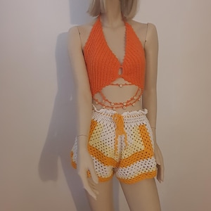 Gehäkeltes Bikini-, BH- und Shorts-Set für den Strand, Bikinioberteil, Strandshorts.